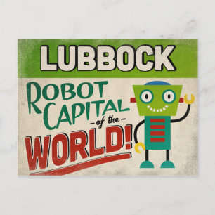 Cartão Postal Lubbock Texas Robot - Engraçado Vintage