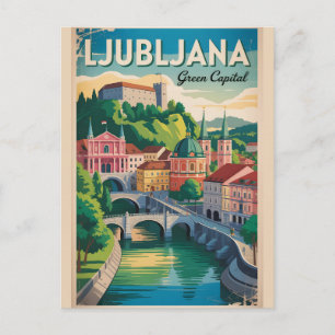 Cartão Postal Lubliana Eslovênia Céu Retro Paisagem Urbana Viage