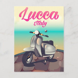 Cartão Postal Lucca Itália pôster de viagem de scooter para impr