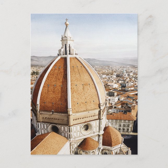 Cartão Postal "Luce di Firenze" O Duomo Italy Watercolor (Frente)