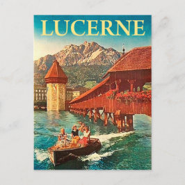 Cartão Postal Lucerna, Suíça, meninas em um barco, vintage