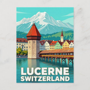 Cartão Postal Lucerna Suíça Viagem Vistas do Lago