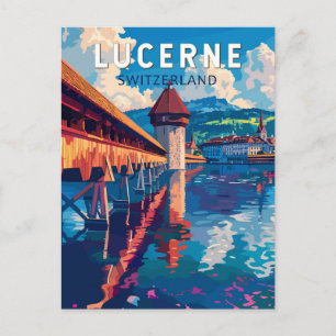 Cartão Postal Lucerne Suiça Art Vintage