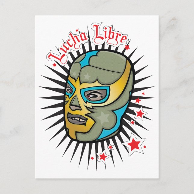 Cartão Postal Lucha Libre Máscara de Luta Mexicana (Frente)