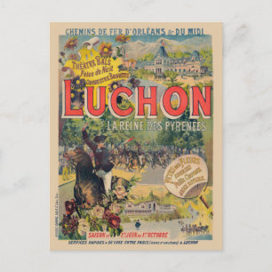 Cartão Postal Luchon France Vintage Railroad Poster 1890