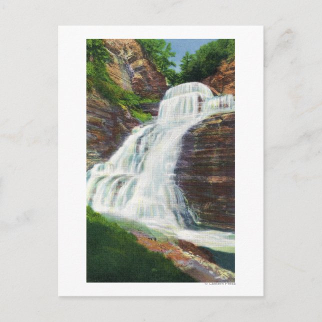 Cartão Postal Lucifer Falls View em Robert H. Treman (Frente)