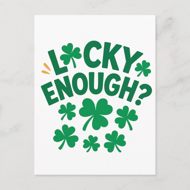 Cartão Postal Lucky Enough? Fun St. Patrick's Day (Frente)