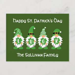 Cartão Postal Lucky Gnomes Nome de Leprechaun Dia de São Patríci