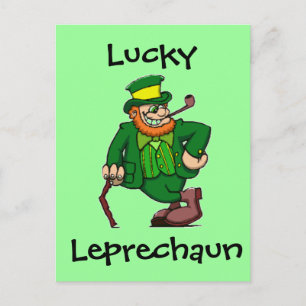 Cartão Postal Lucky Happy Irish Leprechaun