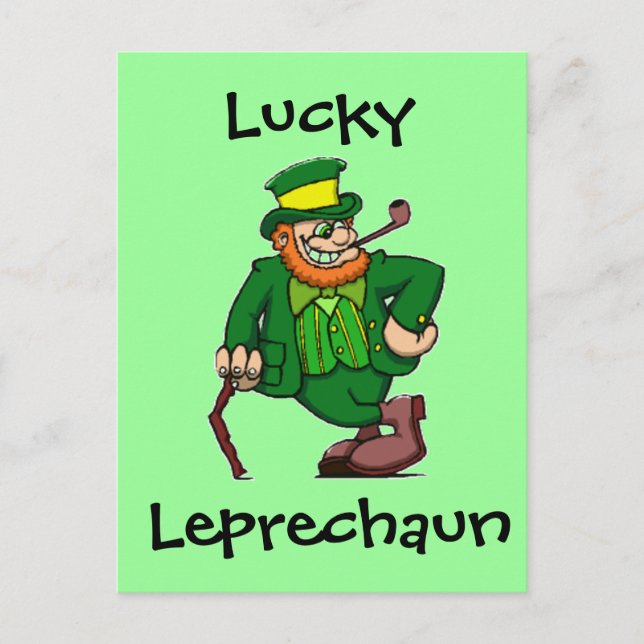 Cartão Postal Lucky Happy Irish Leprechaun (Frente)