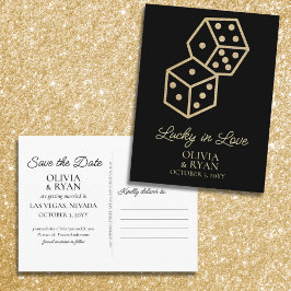 Cartão Postal Lucky in Love Dourado Weding the Date Postcard
