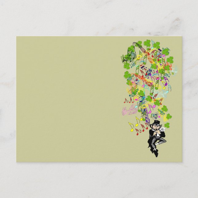 Cartão Postal Lucky Leprechaun Com Shamrocks (Frente)