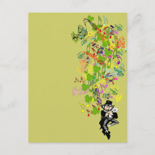 Cartão Postal Lucky Leprechaun Com Shamrocks