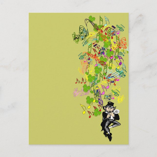 Cartão Postal Lucky Leprechaun Com Shamrocks (Frente)