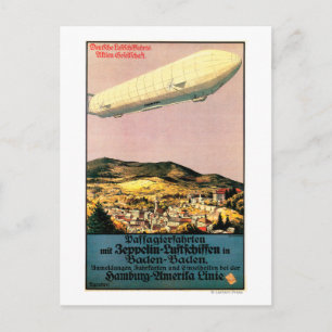Cartão Postal Luftschiff Zeppelin Airship sobre a Cidade Poster