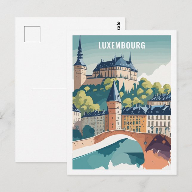 Cartão Postal Lugar de Viagem Familiar do Luxemburgo (Frente/Verso)