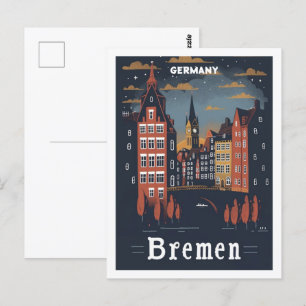 Cartão Postal Lugar de Viagem Famoso Antigo Bremen Alemanha