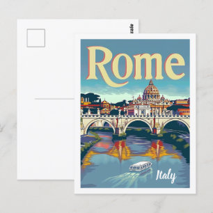 Cartão Postal Lugar de viagem famoso vintage Roma Itália