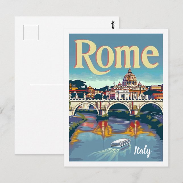 Cartão Postal Lugar de viagem famoso vintage Roma Itália (Frente/Verso)