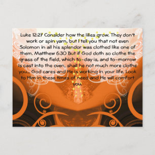 Cartão Postal Luke 12:27 Considere como os lírios crescem.