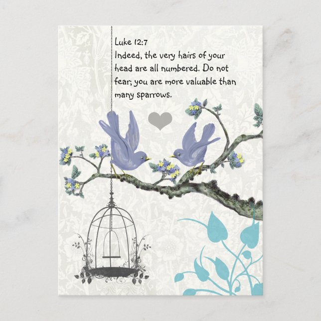 Cartão Postal Luke 12:7 você é mais valioso que muitos pardais (Frente)