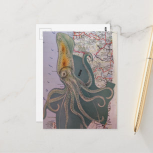 Cartão Postal Lula Retro e uma Colagem de Seção de Mapa