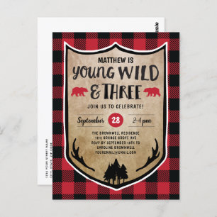 Cartão Postal Lumberjack Young Wild e Três Festas de aniversário