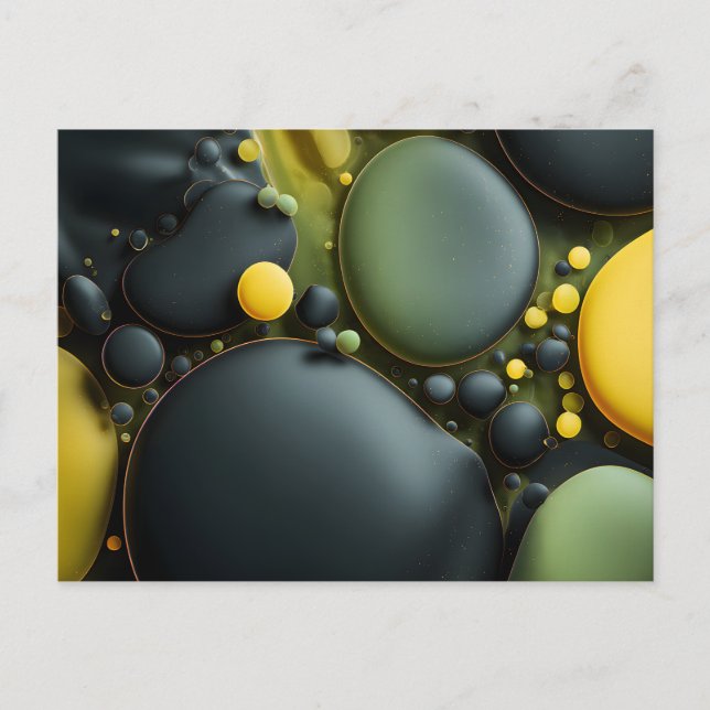 Cartão Postal Luminous Fluid Dynamics: Yellow and Green Abstract (Frente)