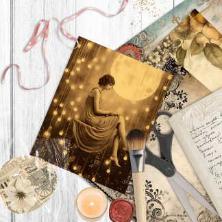 Cartão Postal Luna Paper Moon Girl, Vintage Fotografia Jazz Age