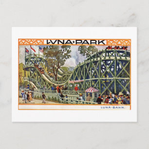 Cartão Postal Luna Park Roller Porta copos, Viena, Áustria Vinta