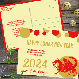Cartão Postal Lunar Novo Ano 2024 Festa Do Dragão Vermelho Ou Sa