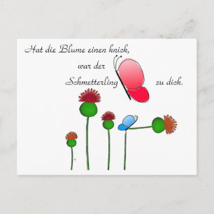 Cartão Postal Lustger Spruch "Schmetterling"