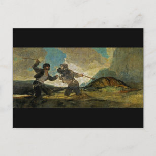 Cartão Postal Luta com Cudgels por Francisco Goya c 1820