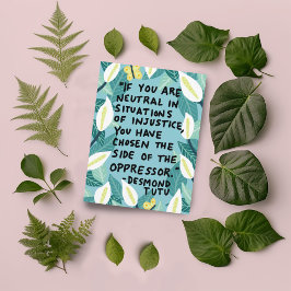 Cartão Postal Luta contra a injustiça Desmond Tutu Citação