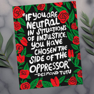 Cartão Postal Luta contra a injustiça Desmond Tutu Citação Pales