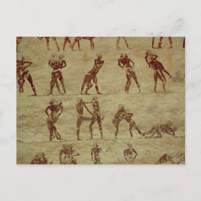 Cartão Postal Lutadores, detalhes de uma pintura de parede de tu (Frente)