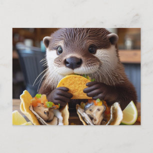 Cartão Postal Lutra Com Tacos De Ostras
