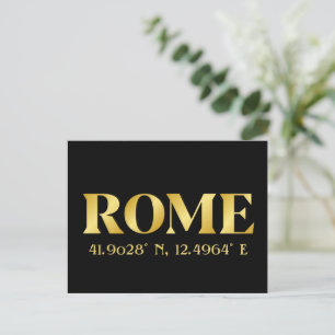 Cartão Postal Lux Roma Latitude & Longitude em ouro