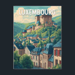 Cartão Postal Luxembourg Illustration Travel Art Vintage<br><div class="desc">Luxembourg retro vector travel design. Luxembourg, the heart of Europe, is a small yet stunning country known for its medieval fortresses, scenic valleys, and cosmopolitan capital.</div>