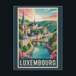 Cartão Postal Luxembourg Landscape Illustration Travel Art Retro<br><div class="desc">Luxembourg retro vector travel design. Luxembourg, the heart of Europe, is a small yet stunning country known for its medieval fortresses, scenic valleys, and cosmopolitan capital.</div>