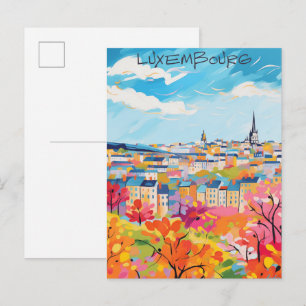 Cartão Postal Luxemburgo Viagem Cidade Pintura Estética