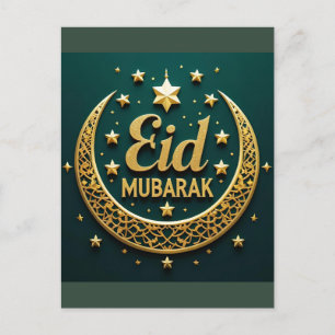 Cartão Postal Luxo Eid Mubarak Dourado