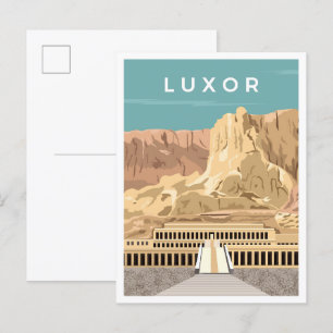 Cartão Postal Luxor Egito Arte Ilustração de Viagem Vintage