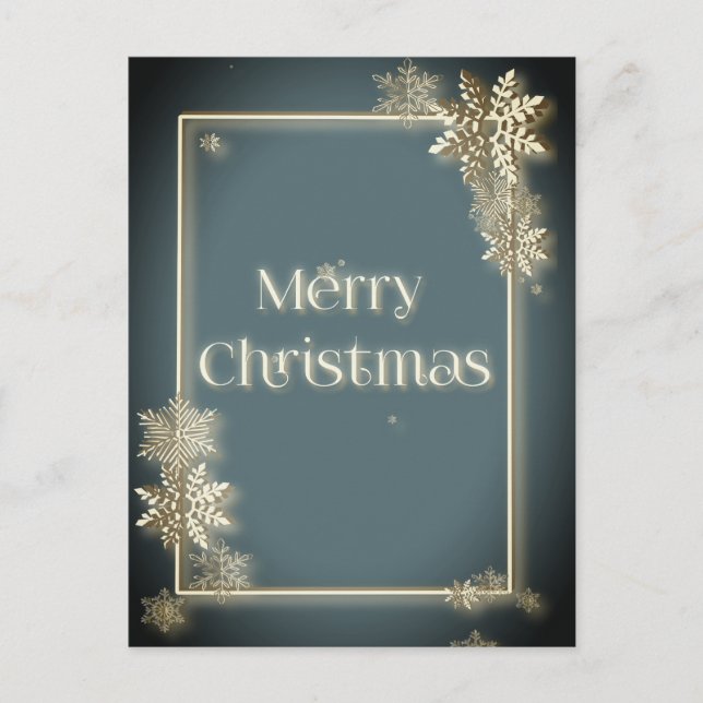 Cartão Postal Luxuoso Feliz Natal com cristais de neve (Frente)
