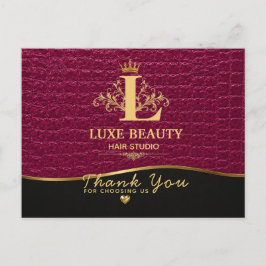 Cartão Postal Luxury Crocodile Leather Thank You Card