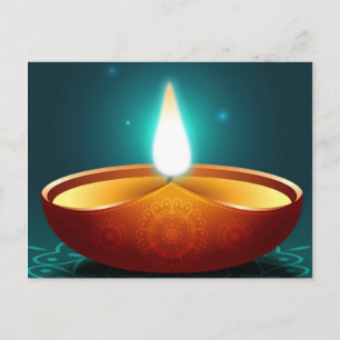 Cartão Postal Luz azul escura Diwali