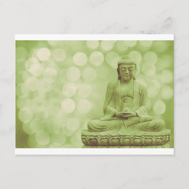 Cartão Postal luz de buda (verde-claro) (Frente)