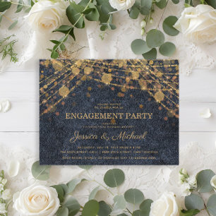 Cartão Postal Luz de Cordas Douradas de Glam Russo Festa de noiv