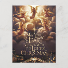 Cartão Postal Luz de Natal Angelic Postcard Design
