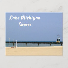 Cartão Postal Luz do Farol das Margens do Lago Michigan